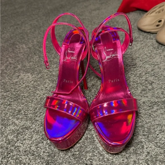 Christian Louboutin Pink Strappy Heels - Picture 1 of 3